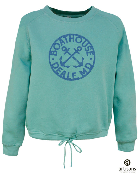 Women's Anchor Crewneck - Aqua Blue