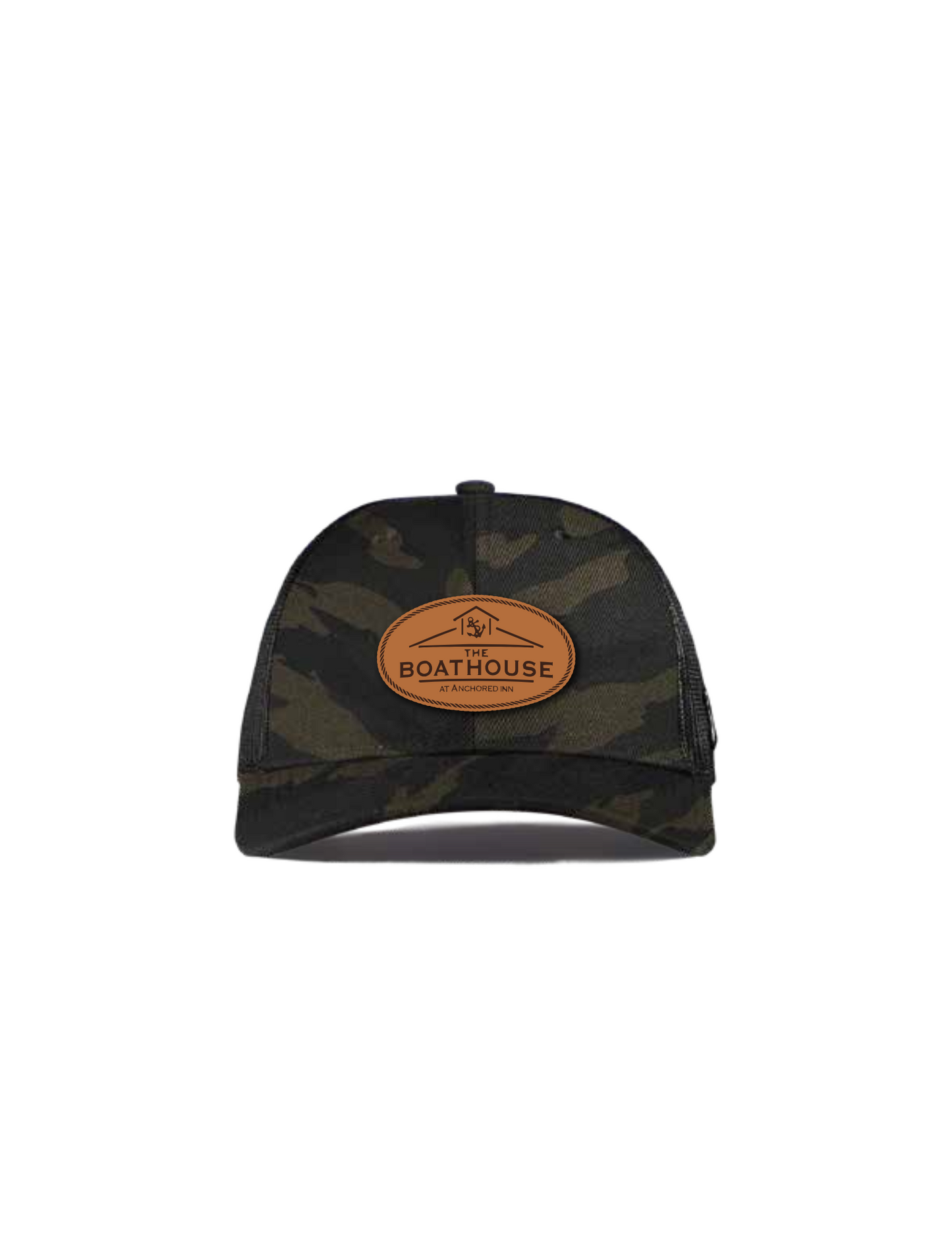 Curved Trucker Midnight Camo - Leather Tan