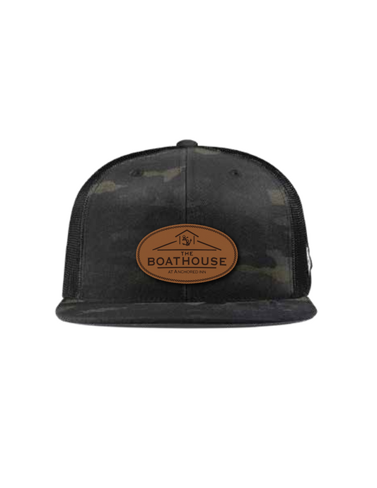 Flat Trucker Midnight Camo - Leather Tan