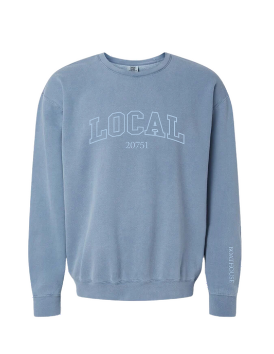 Boathouse Locals Embroidered Crewneck - Blue Jean