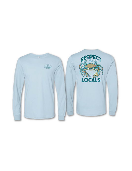 Men's Long Sleeve Local Blue Crab - Light Blue